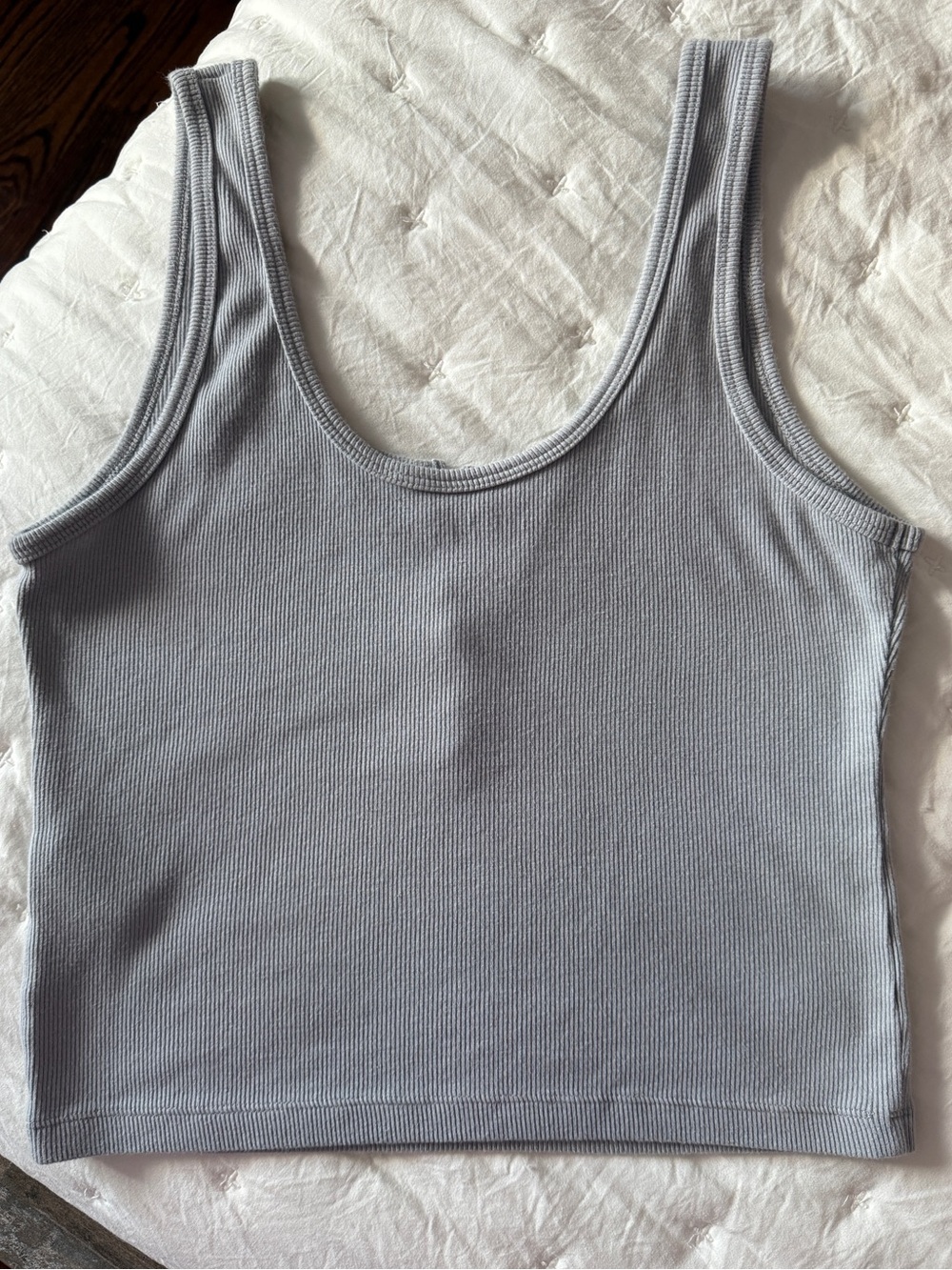 Grey Ribbed Crop Tank Top - Picture 2 of 3